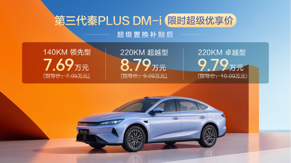 空间超大杯，油耗创新低！第三代秦PLUS DM-i上市限时7.69万元起